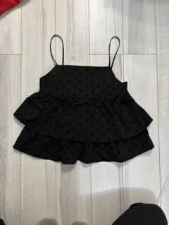 黒ドット柄フリルビスチェ