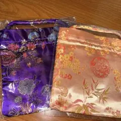【期間限定出品】【新品未開封】刺繍 巾着袋 ポーチ 土産 夏祭り　2点