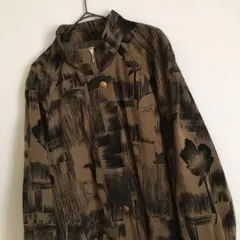 Used vintage モカブラウン＊レトロ柄ブルゾン ヴィンテージ  古着のサムネイル