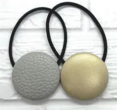 【437】ハンドメイド38mm くるみボタン　ヘアゴム