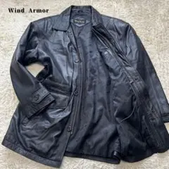 ウインドアーマー　レザーコート　羊革　本革　ブラック　Lサイズ　ジップアップ