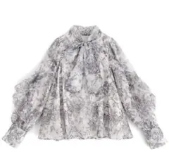 GRL 花柄フリルボウタイオーガンジーブラウス