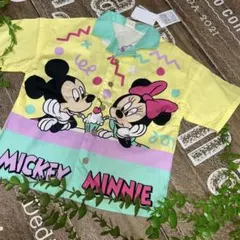 新品　ミニーミッキー襟付き半袖シャツ　100 男女兼用　女の子　男の子　Yシャツ