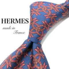 ★【美品】 HERMES 総柄 ネクタイ ネイビー オシャレ 派手