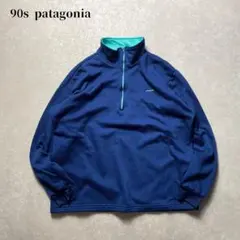 USA製90s patagonia ハーフジップフリースジャケットブルーネイビー