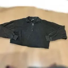 丈短目ダークグレー ハーフジップ トレーナーM