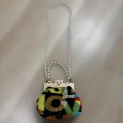 カラフルファー ハンドバッグ