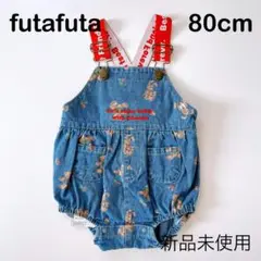 futafuta デニムクマ柄ロンパース 80cm 新品未使用
