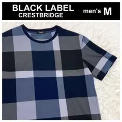 ブラックレーベルクレストブリッジ チェック柄 Tシャツ M メンズ ブルー 青