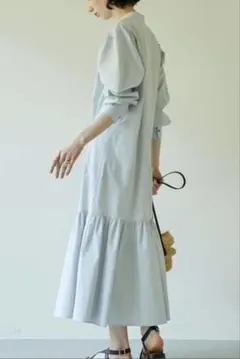 ガリャルダガランテ ティアードシャツワンピース ランタンスリーブ ライトグレー