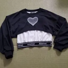 B.S.street クロップド長袖トップス 黒/白