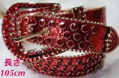 【105cm】ギラギラ　フルレッド　ブリンブリン　ウエスタン　ベルト　LEX