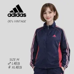 良品　00s　アディダス　スリーライン　刺繍　セットアップ　ナイロンジャケット