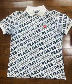 PEARLY GATES 総柄ロゴ ポロシャツ ホワイト　サイズ7