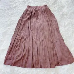 ニコルホワイト　プリーツスカート ロングスカート フリー フレア　光沢感　上品のサムネイル