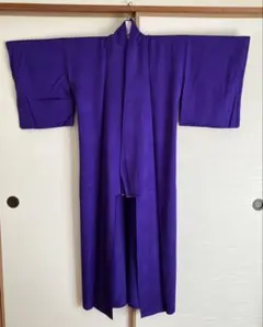 着物　色無地　紫　一つ紋　単衣　（32）