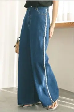 AZUL by moussy フリンジワイドデニム