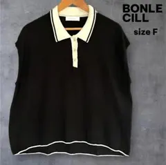 ボンルシール BONLECILL 重ね着◎配色フレンチスリーブポロニット Fのサムネイル