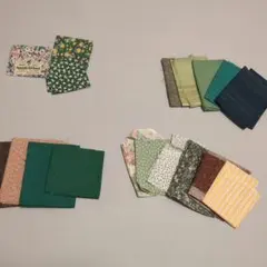 生地 はぎれセットD 緑系 茶系 花柄 パッチワーク　まとめて
