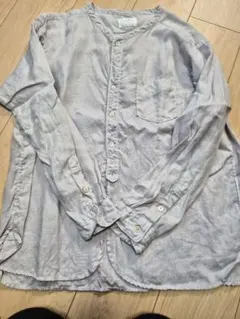 麻100% 薄いグレー 長袖シャツ