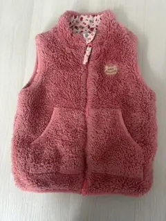 フリース花柄ベスト ピンク