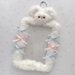 送料無料☆モール人形　くま　Ｂ7サイズ　　フォトホルダー　キーホルダー　ホワイト