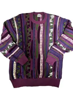 90s 3Dニット 好配色 ゆるだぼ ヴィンテージ マルチカラー クージー風