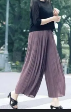 UNIQLO パープル プリーツ ガウチョパンツ M