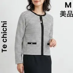 【Te chichi】テチチ 美品 M ノーカラー カーディガン ボーダー 白黒