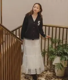 新品タグ付き Stola. スパンコール付きチュールティアードスカート