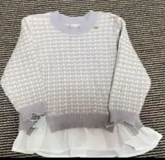 プティマイン　薄紫と白のチェック柄ニットセーターセット