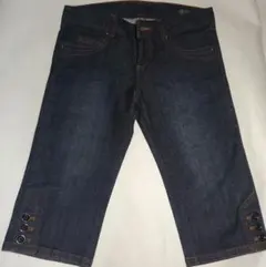 【極美品】ミッシェルクラン 裾ボタン クロップドデニムパンツ サイズ40 濃紺のサムネイル