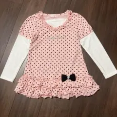 CUTE LOVE　130　女の子　長袖　フリル　ロンT　ピンク　ドット