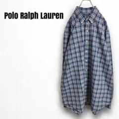 mt51525 ポロラルフローレン　チェックシャツ　ビッグ　ポニー刺繍ロゴ