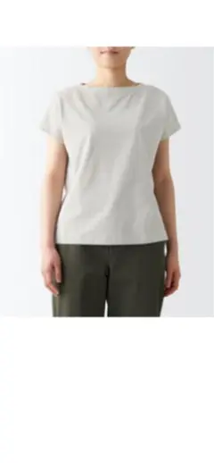 MUJI ムラ糸天竺編みフレンチスリーブＴシャツ婦人Ｍ・ライトシルバーグレー