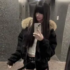 SHEIN ファー付きジャケット 裏地付き ストリート グランジ y2kのサムネイル