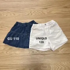 UNIQLOデニムショートパンツ120GUデニムフレアパンツ110 2SET