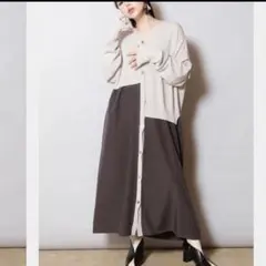 【オズモーシス】 2wayニットワンピース　異素材ドッキング　美品！