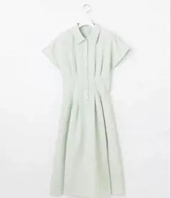 タグ付き新品Feroux薄緑 ストライプ シャツワンピース 半袖