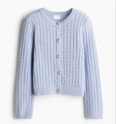 H&M ケーブルニットカーディガン ライトブルー