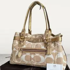 美品】COACH ロゴ総柄 ボストンバッグ ジャガード キャンバス - メルカリ