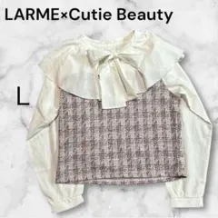 ラルム　フリルツイードブラウス L　フェミニン　しまむら　オフィスカジュアル