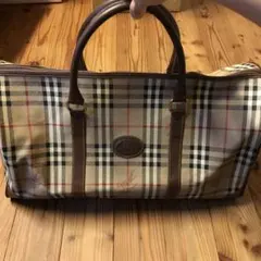 バーバリー ボストンバッグ ノバチェック ホースロゴ 騎士ロゴ レザー