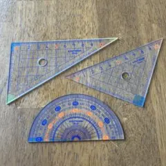 三角定規と分度器セット 透明　KUTSUWA