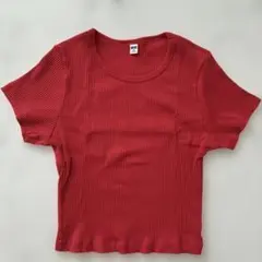 新品　UNIQLO リブクロップドT（半袖）　Mサイズ