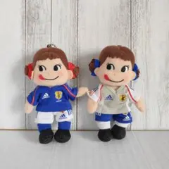 不二家 ペコちゃん サッカー日本代表 キーホルダー　ホーム　アウェイ　ユニ