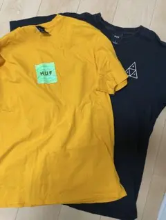 HUF イエロー ブラックTシャツ Lサイズ　2枚セット