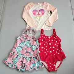 水着ラッシュガード3点セット 120cm 花柄 星柄