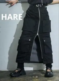 HARE カーゴスカート ブラック系デニム調　Fのサムネイル