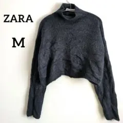 ザラ ZARA 【M】 ダークネイビー クロップド ニット タートルネック